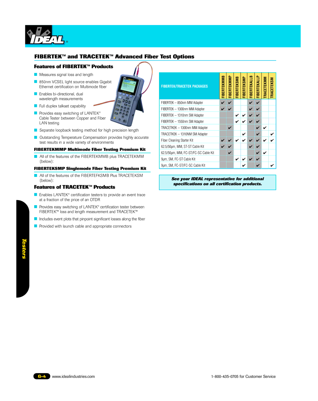 3Com 45-338, 45-337, 45-339 manual Fibertek and Tracetek Advanced Fiber Test Options, Measures signal loss and length 