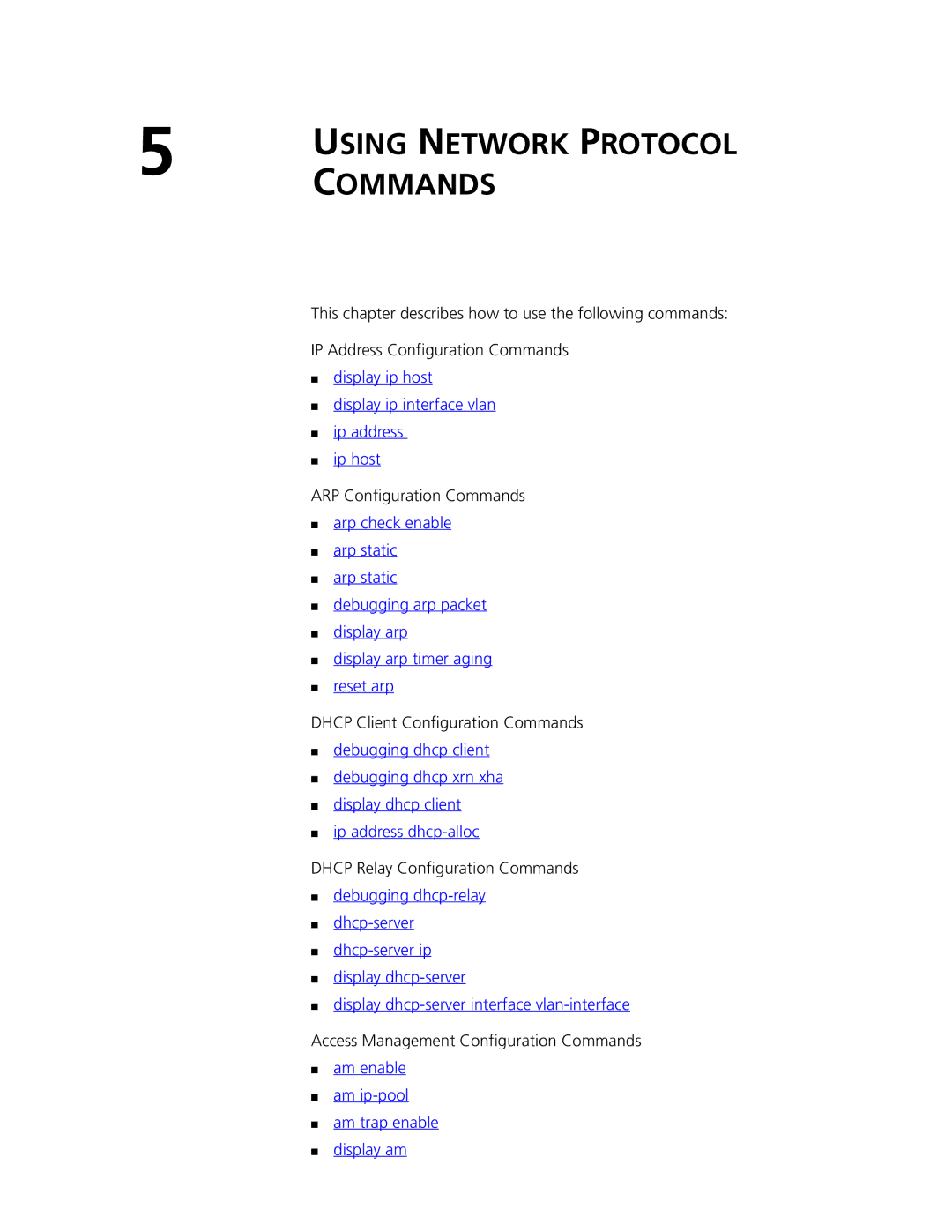 3Com 4500 26-PORT manual ARP Configuration Commands, Dhcp Client Configuration Commands, Dhcp Relay Configuration Commands 