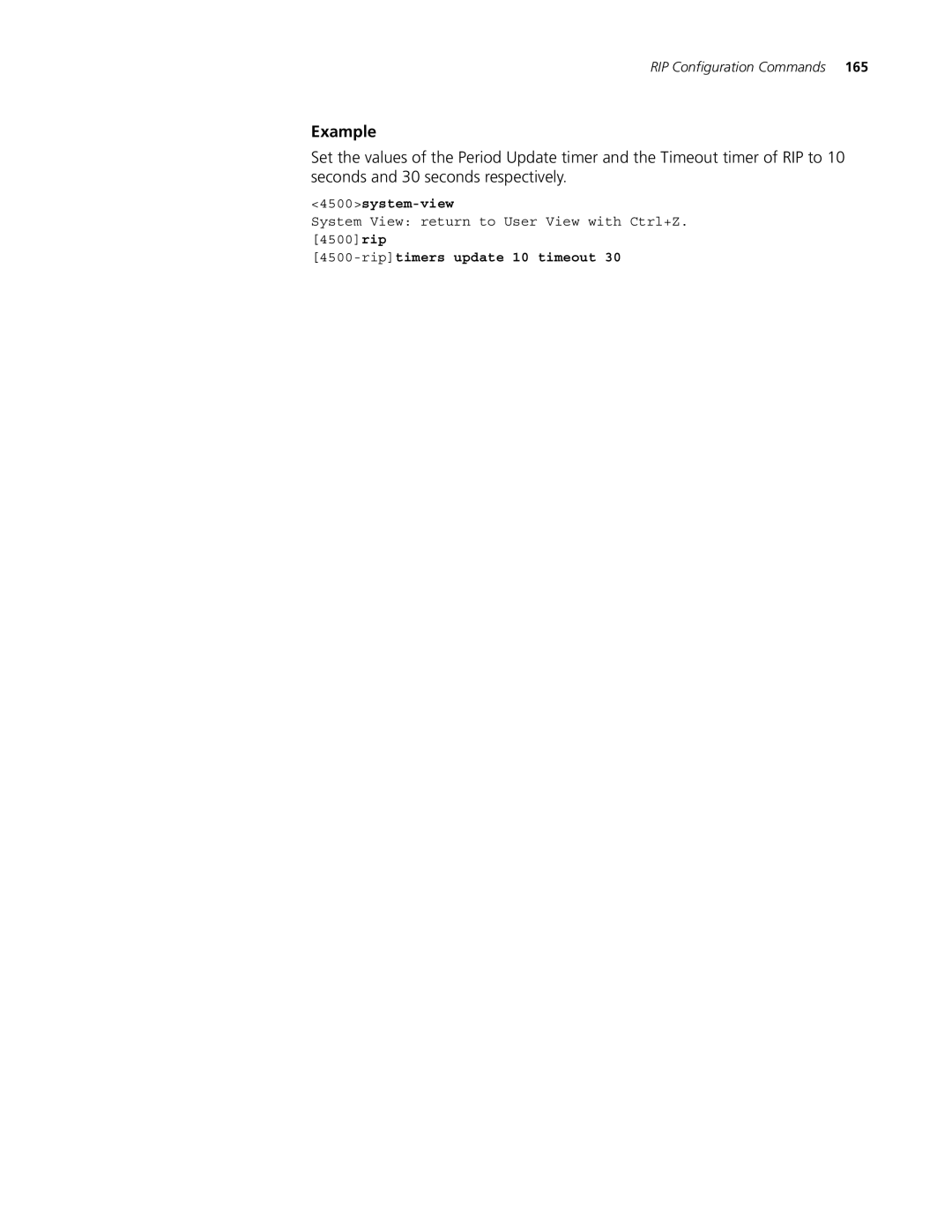 3Com 4500 26-PORT, 4500 PWR 50-PORT, 4500 PWR 26-PORT, 4500 50-PORT manual Riptimers update 10 timeout 