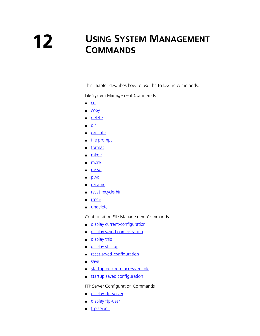 3Com 4500 26-PORT, 4500 PWR 50-PORT, 4500 50-PORT Configuration File Management Commands, FTP Server Configuration Commands 