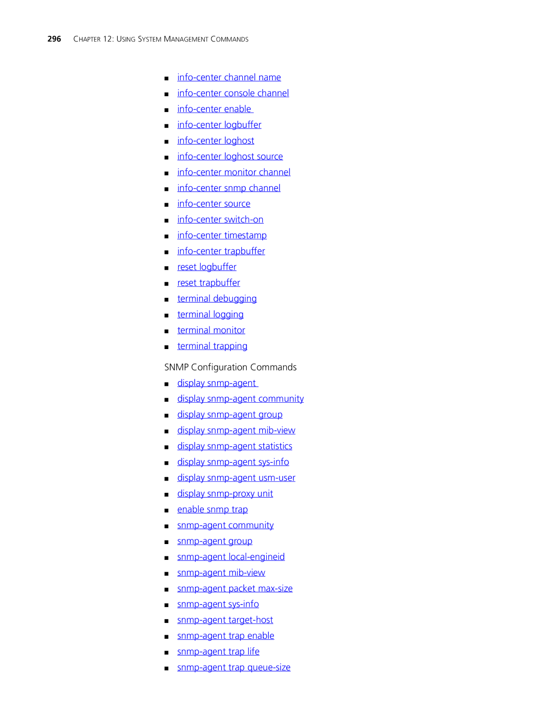 3Com 4500 50-PORT, 4500 PWR 50-PORT, 4500 PWR 26-PORT, 4500 26-PORT manual Snmp Configuration Commands 