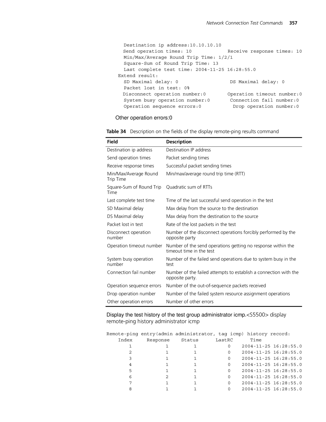 3Com 4500 26-PORT, 4500 PWR 50-PORT, 4500 PWR 26-PORT, 4500 50-PORT manual Number Test Connection fail number 