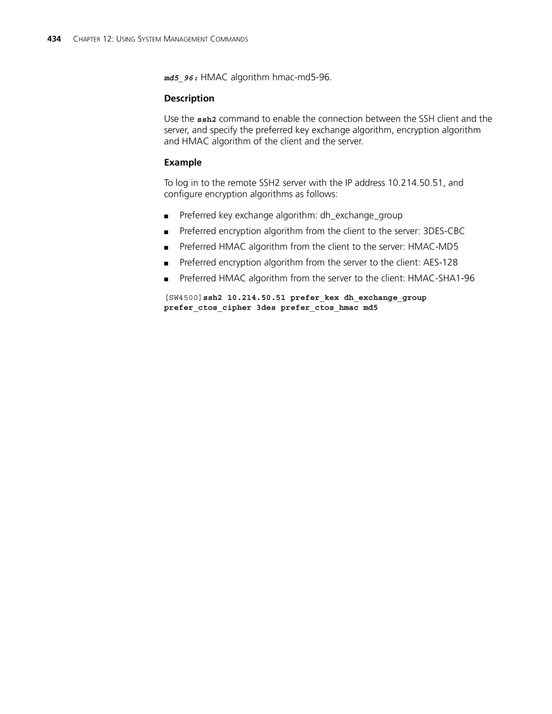 3Com 4500 PWR 50-PORT, 4500 PWR 26-PORT, 4500 50-PORT, 4500 26-PORT manual Md596 Hmac algorithm hmac-md5-96 