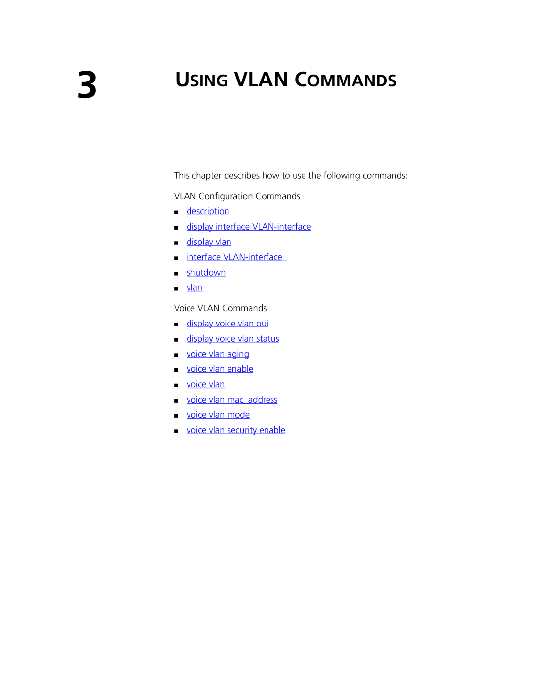 3Com 4500 PWR 26-PORT, 4500 PWR 50-PORT, 4500 50-PORT, 4500 26-PORT manual Using Vlan Commands, Voice Vlan Commands 