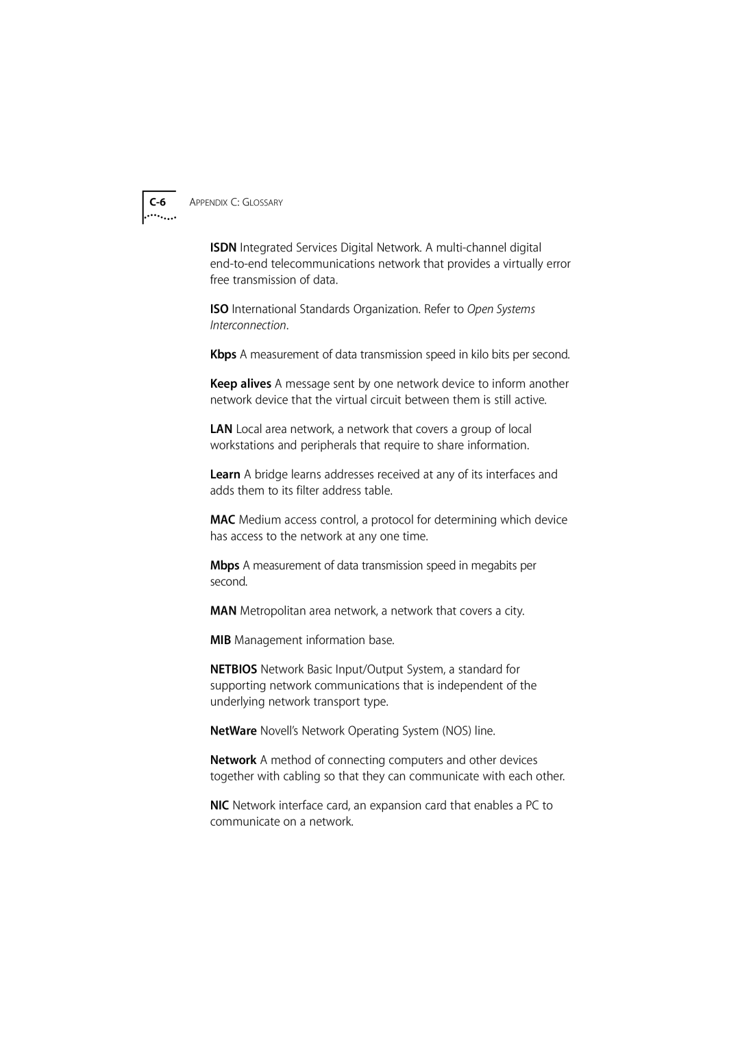 3Com 500 manual Appendix C Glossary 