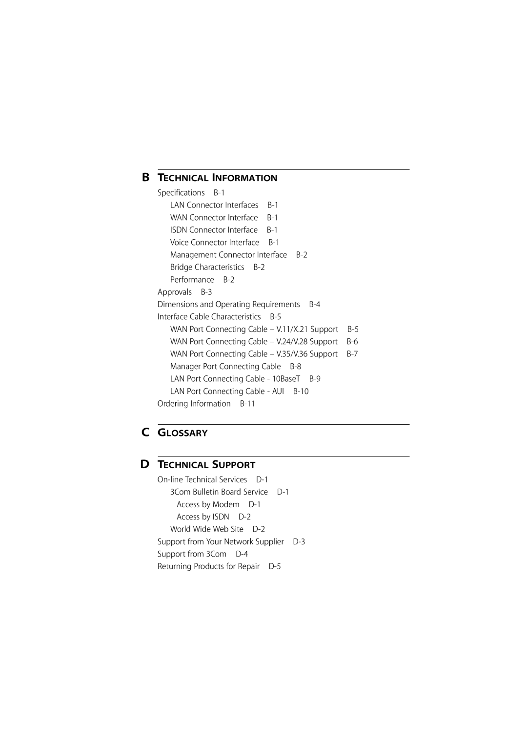 3Com 500 manual Technical Information 