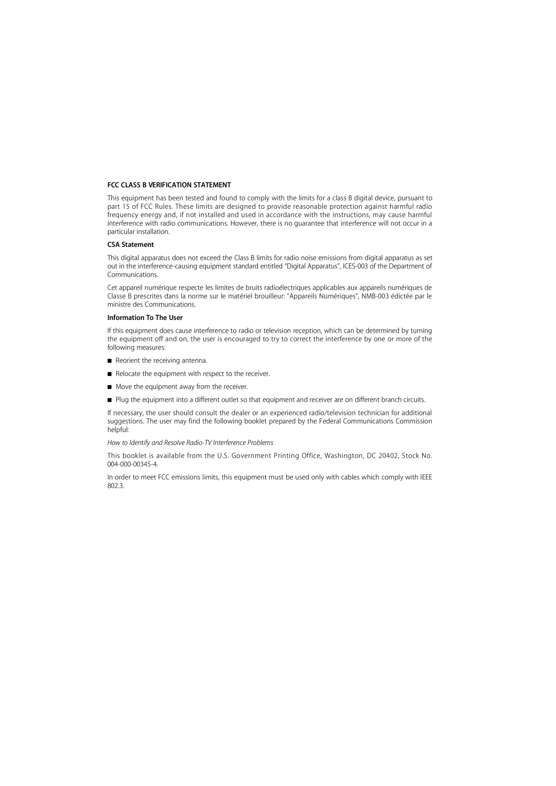 3Com 500 manual How to Identify and Resolve Radio-TV Interference Problems 