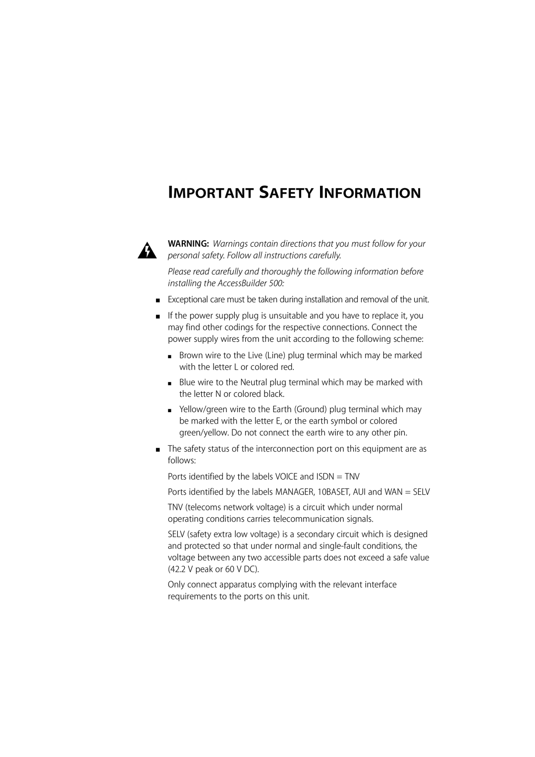 3Com 500 manual Important Safety Information 