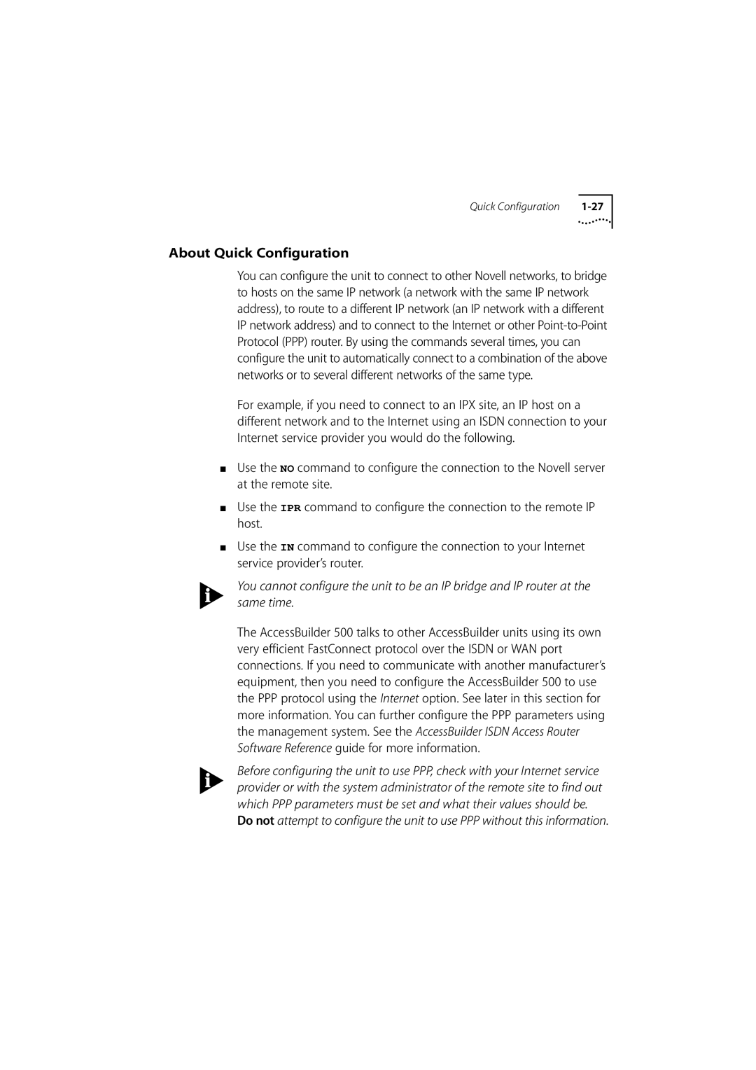 3Com 500 manual About Quick Configuration 