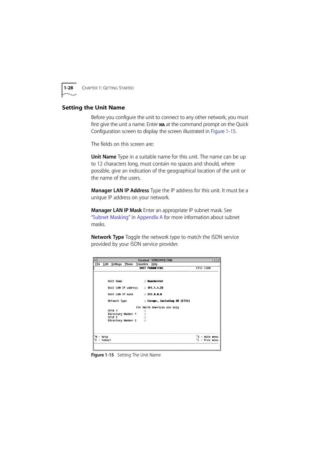 3Com 500 manual Setting the Unit Name, Setting The Unit Name 