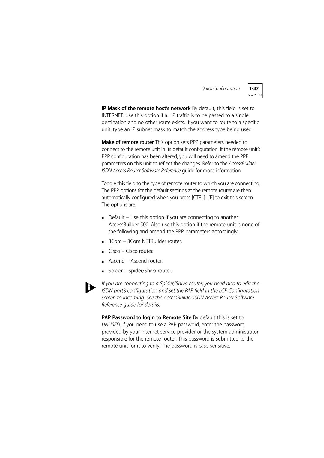 3Com 500 manual Quick Configuration 