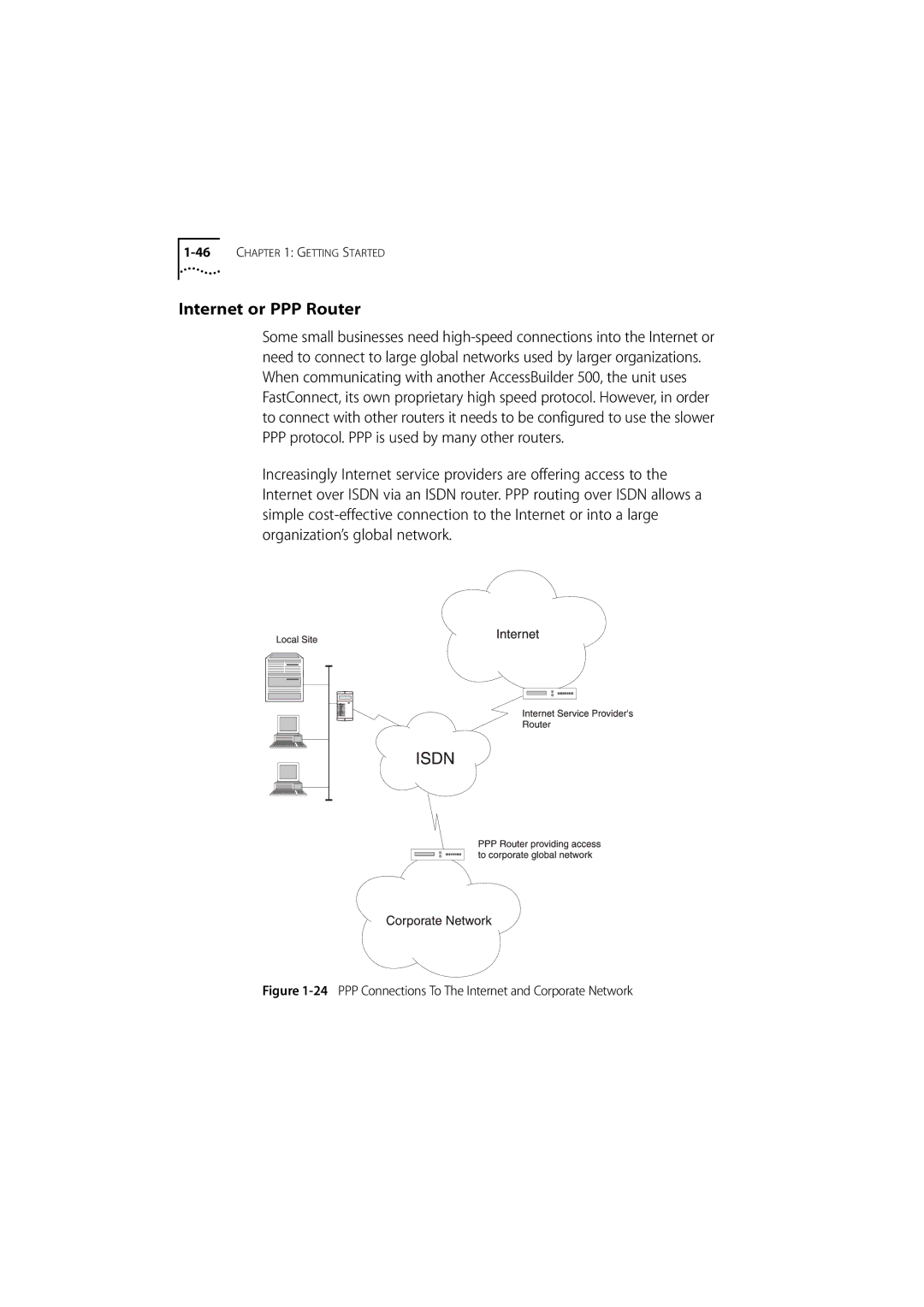 3Com 500 manual Internet or PPP Router, PPP Connections To The Internet and Corporate Network 