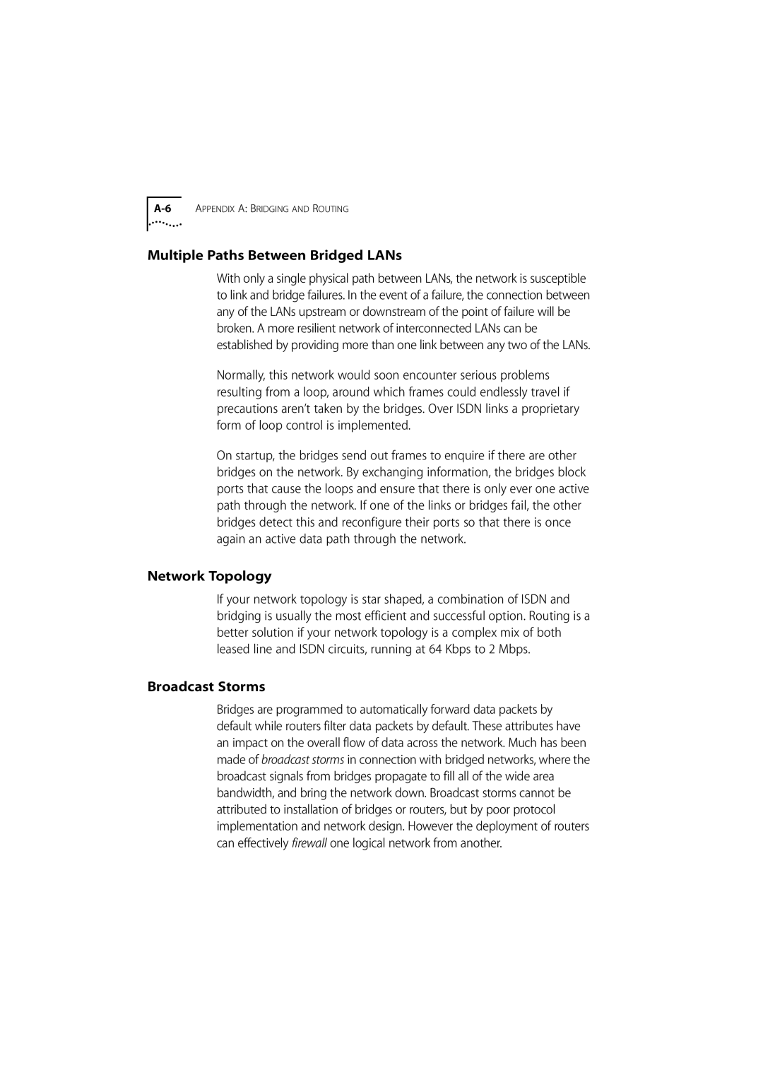 3Com 500 manual Multiple Paths Between Bridged LANs, Network Topology, Broadcast Storms 