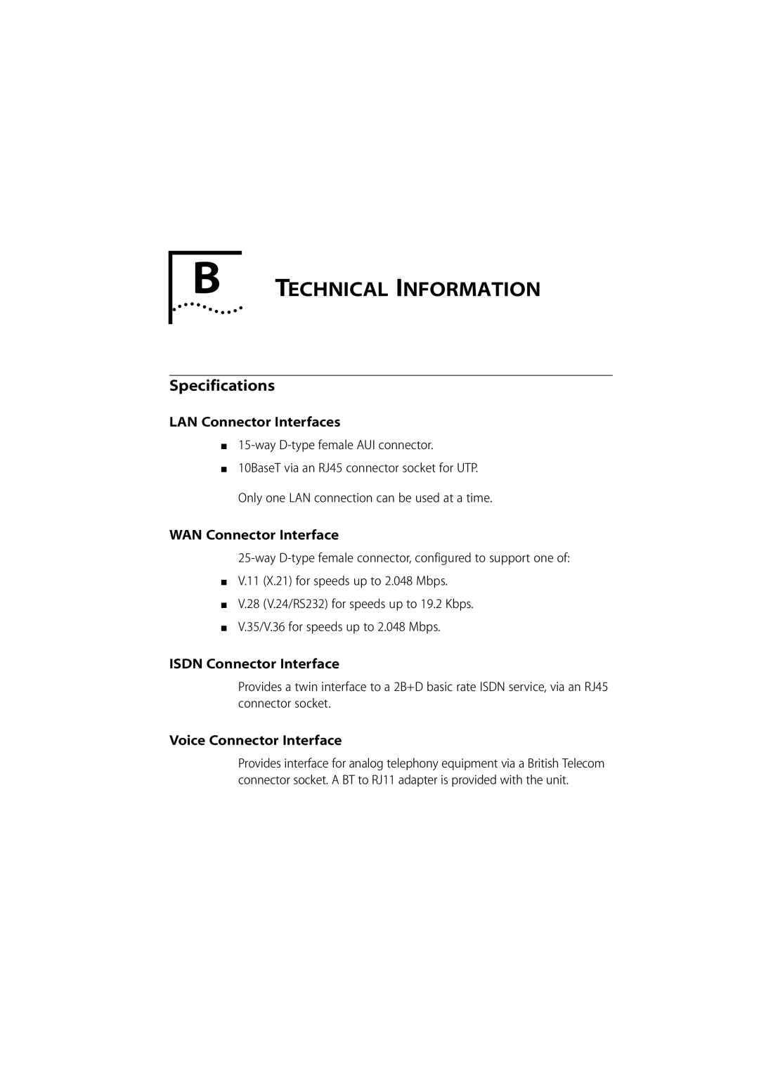 3Com 500 manual Technical Information, Specifications 