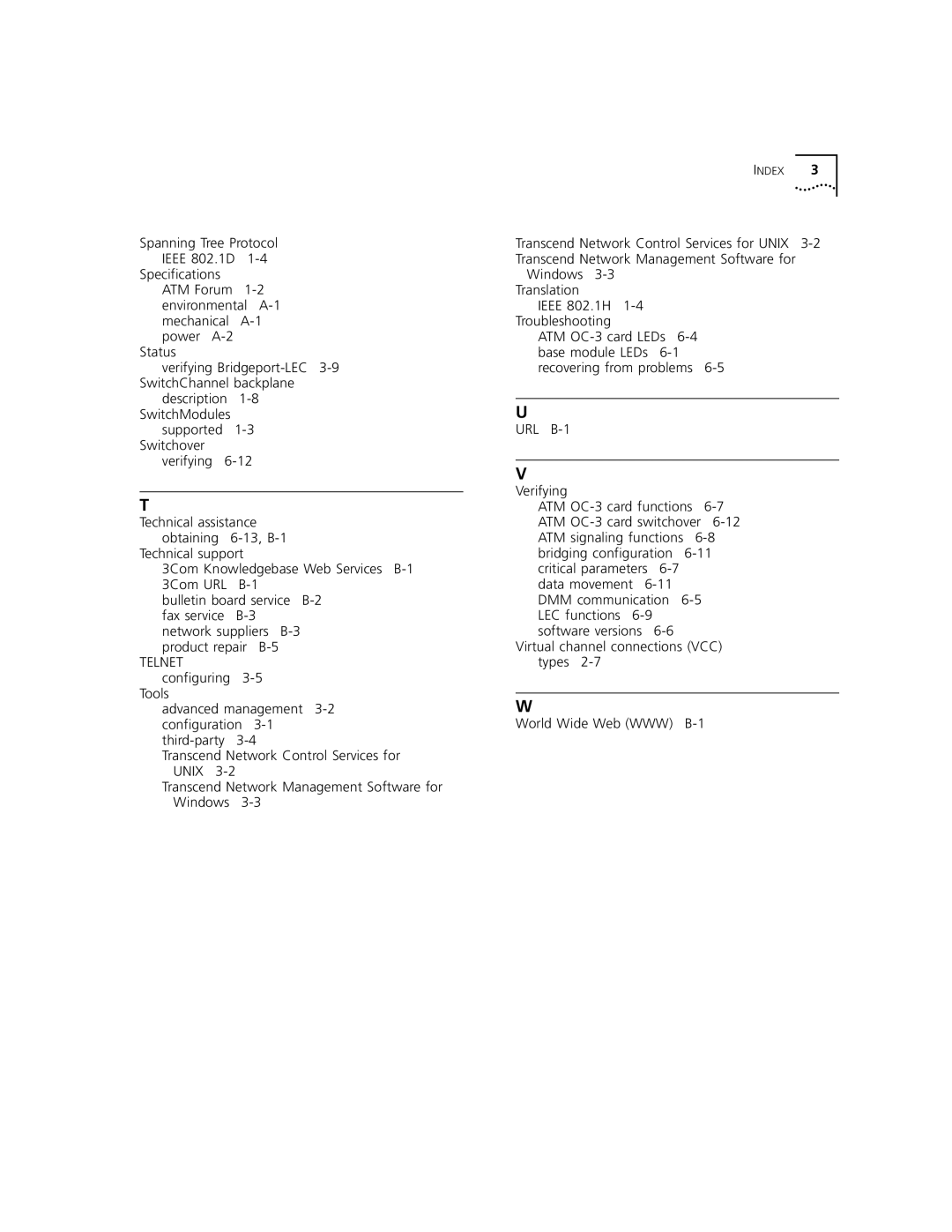 3Com 5000 ATM manual URL B-1 