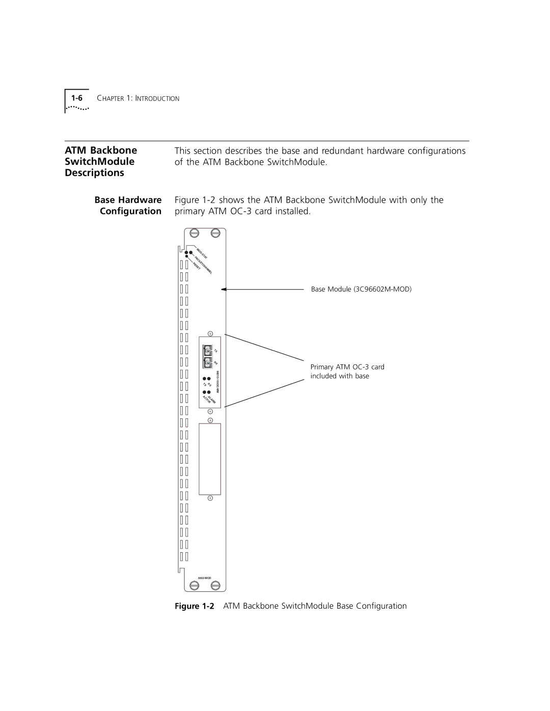 3Com 5000 ATM manual Descriptions, 2ATM Backbone SwitchModule Base Configuration 