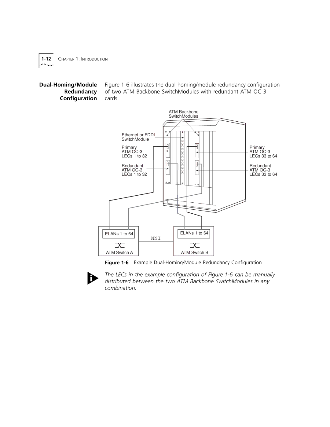 3Com 5000 ATM manual Configuration cards, 6Example Dual-Homing/Module Redundancy Configuration 