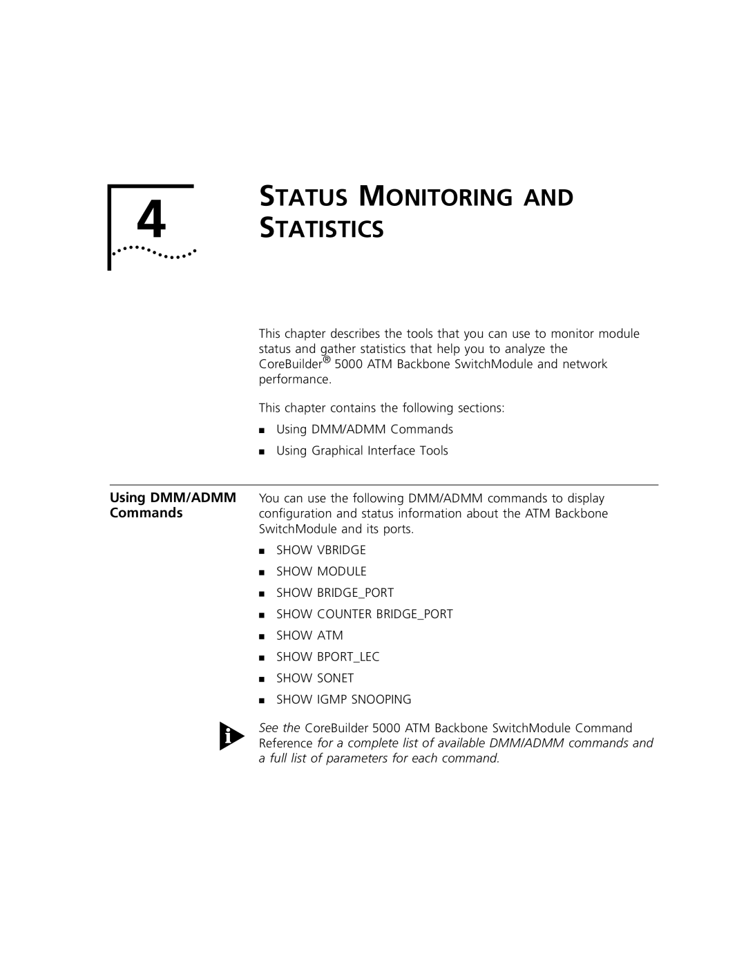 3Com 5000 ATM manual Status Monitoring Statistics 