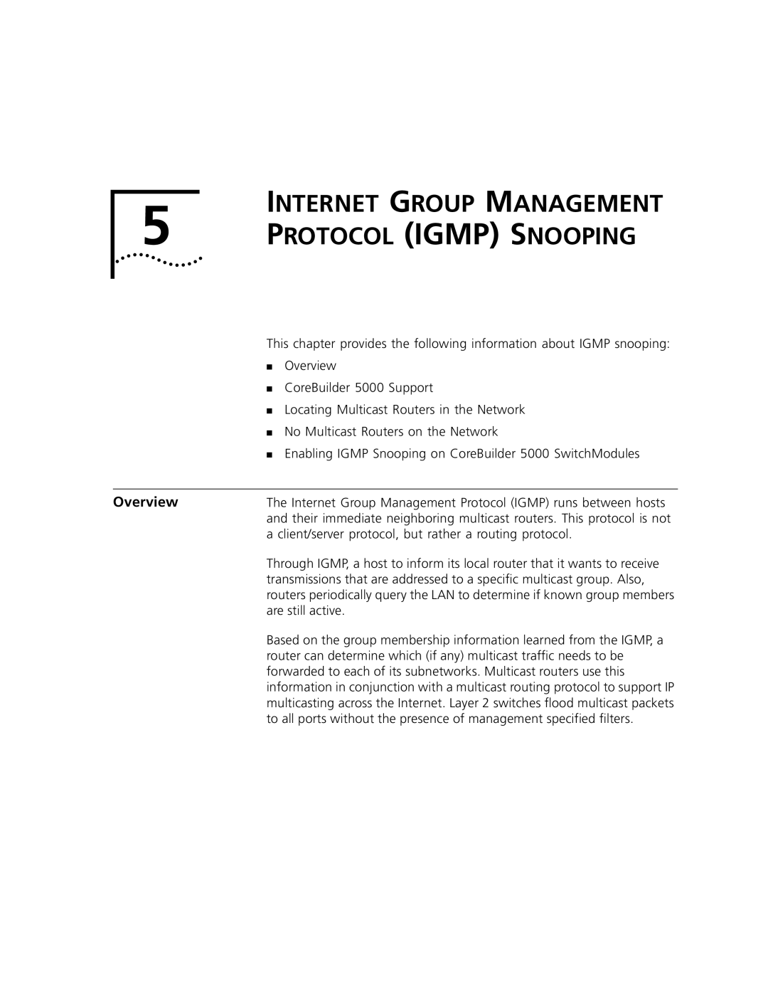 3Com 5000 ATM manual Internet Group Management Protocol Igmp Snooping, Overview 