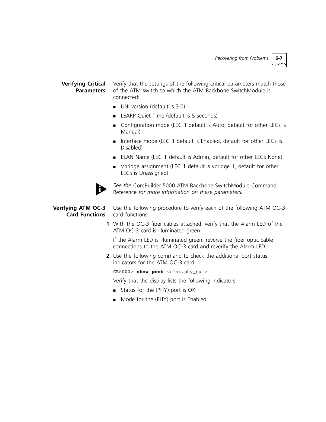 3Com 5000 ATM manual Card Functions Card functions 