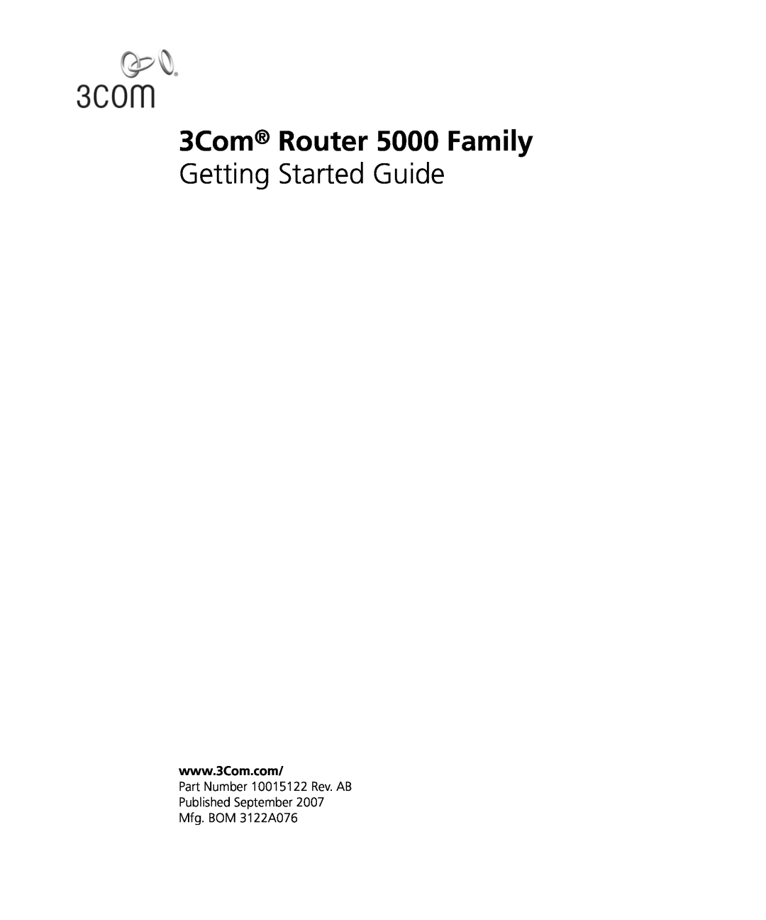 3Com manual 3Com Router 5000 Family, Getting Started Guide 