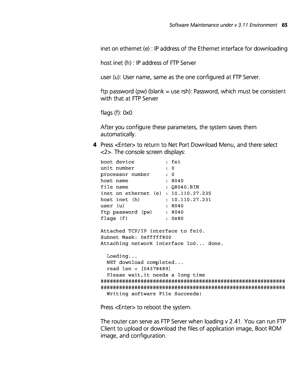 3Com 5000 manual host inet h IP address of FTP Server 