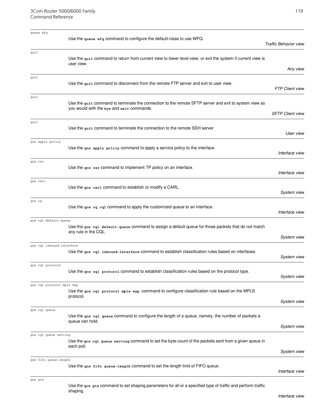 3Com manual 3Com Router 5000/6000 Family 119 Command Reference, Any view 