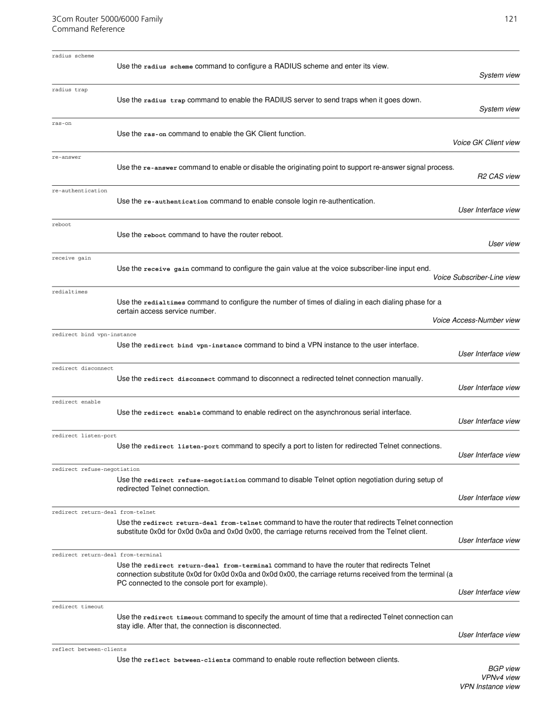 3Com manual 3Com Router 5000/6000 Family 121 Command Reference, Voice GK Client view 