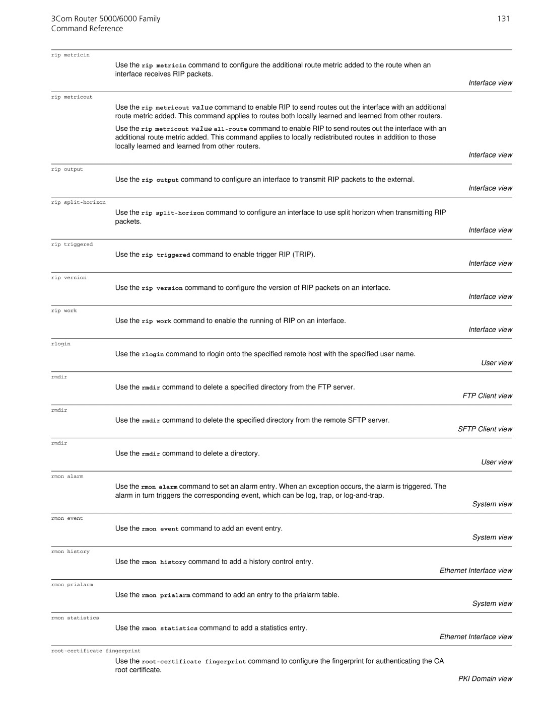 3Com manual 3Com Router 5000/6000 Family 131 Command Reference, FTP Client view 