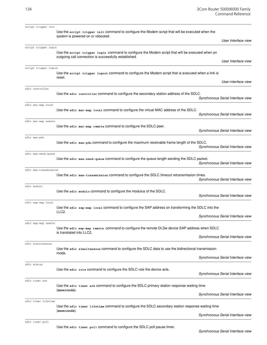 3Com 5000/6000 manual User-interface view, Mseconds 