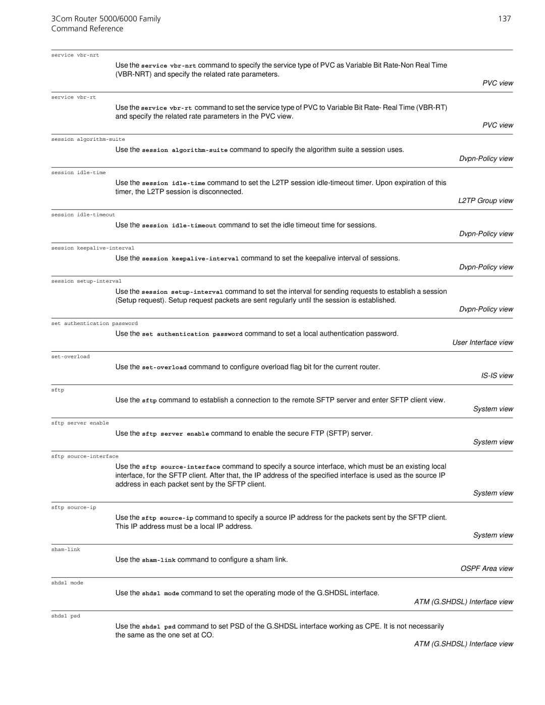 3Com manual 3Com Router 5000/6000 Family 137 Command Reference, Dvpn-Policy view 