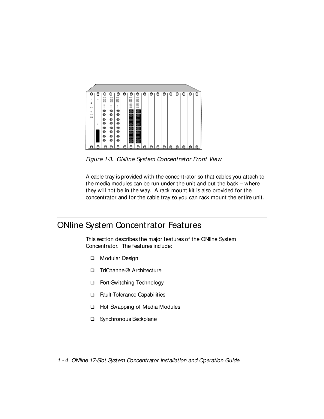 3Com 5017C-LS, 5017C with load sharing ONline System Concentrator Features, ONline System Concentrator Front View 