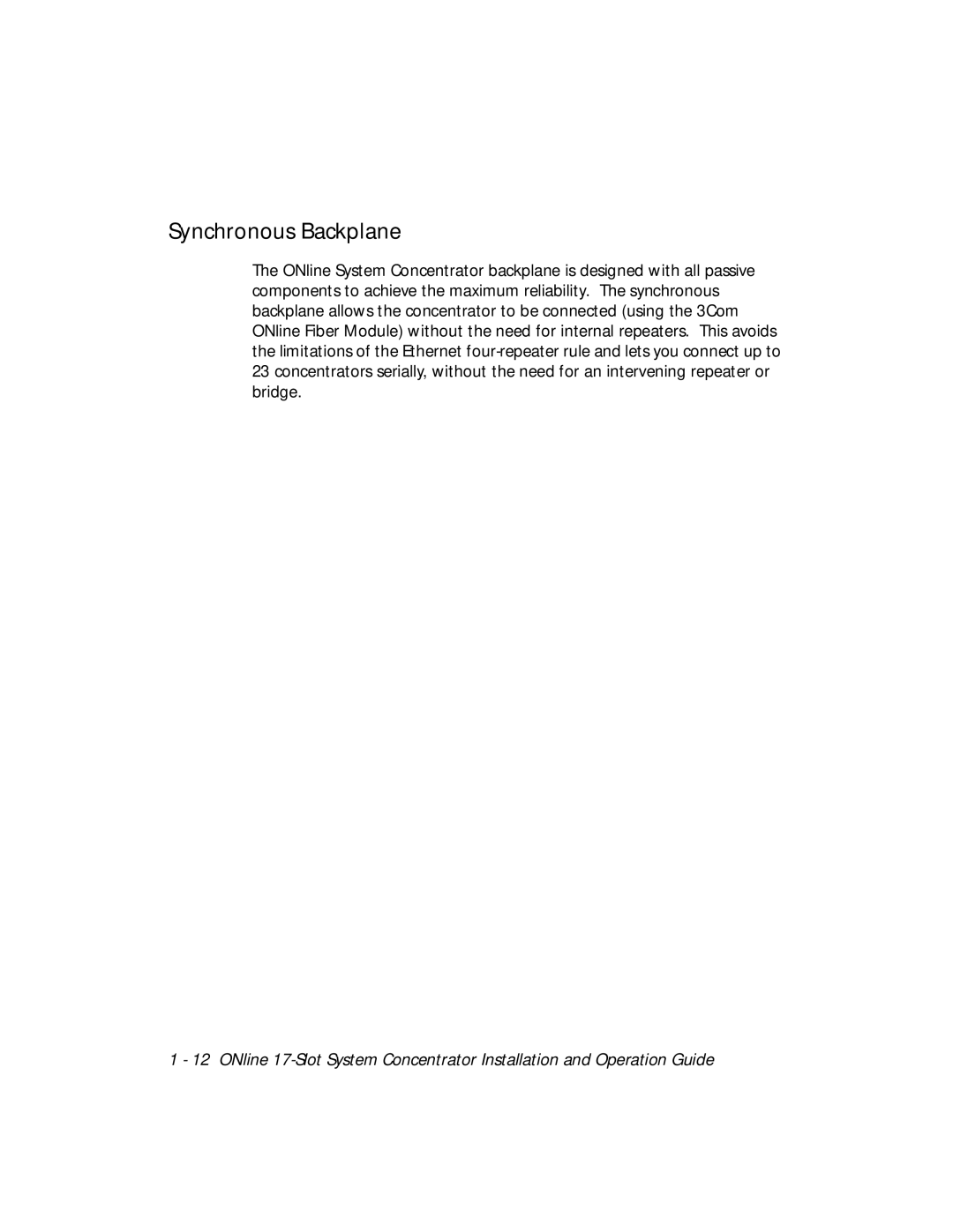 3Com 5017C-LS, 5017C with load sharing installation and operation guide Synchronous Backplane 