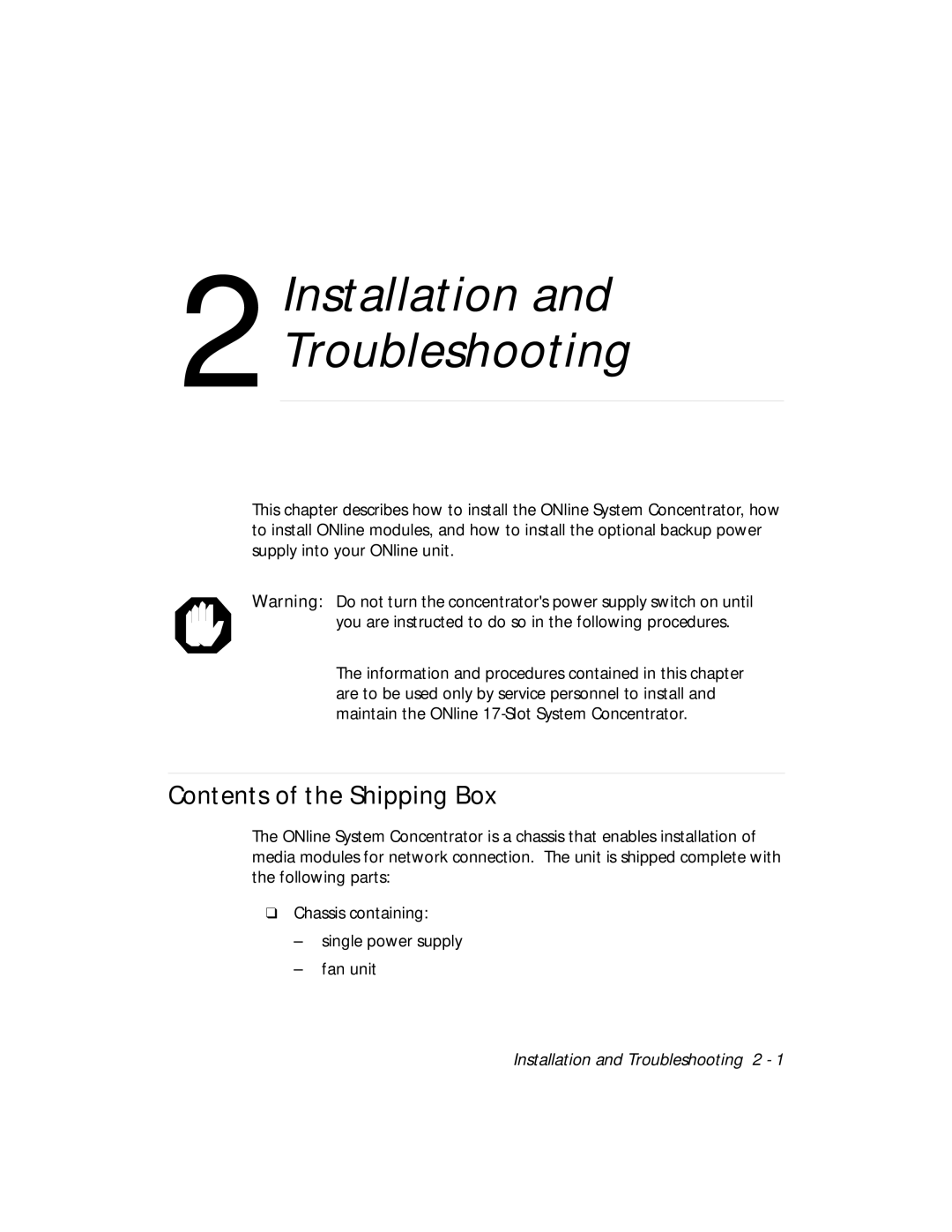 3Com 5017C-LS, 5017C with load sharing Installation and Troubleshooting, Contents of the Shipping Box 