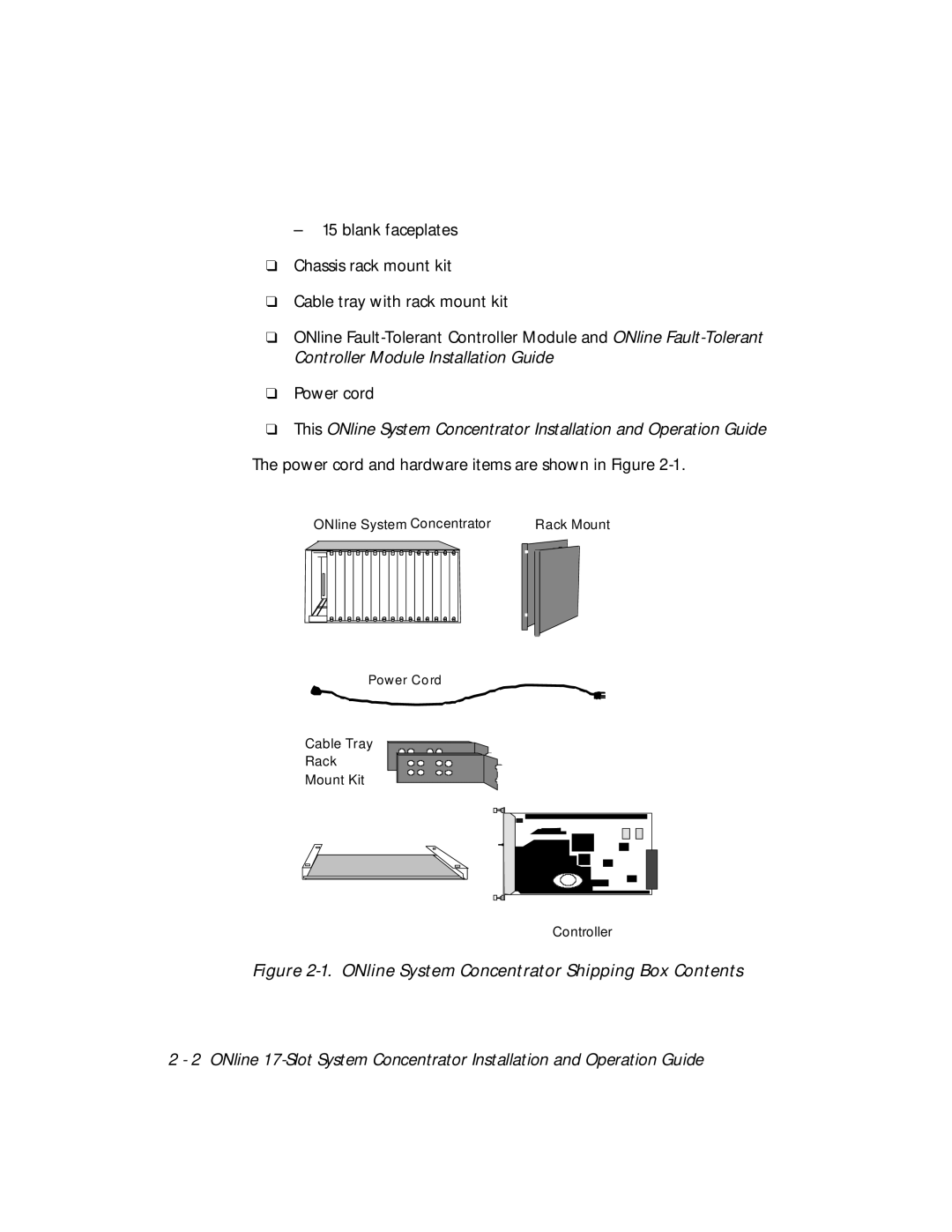 3Com 5017C with load sharing, 5017C-LS installation and operation guide ONline System Concentrator Shipping Box Contents 