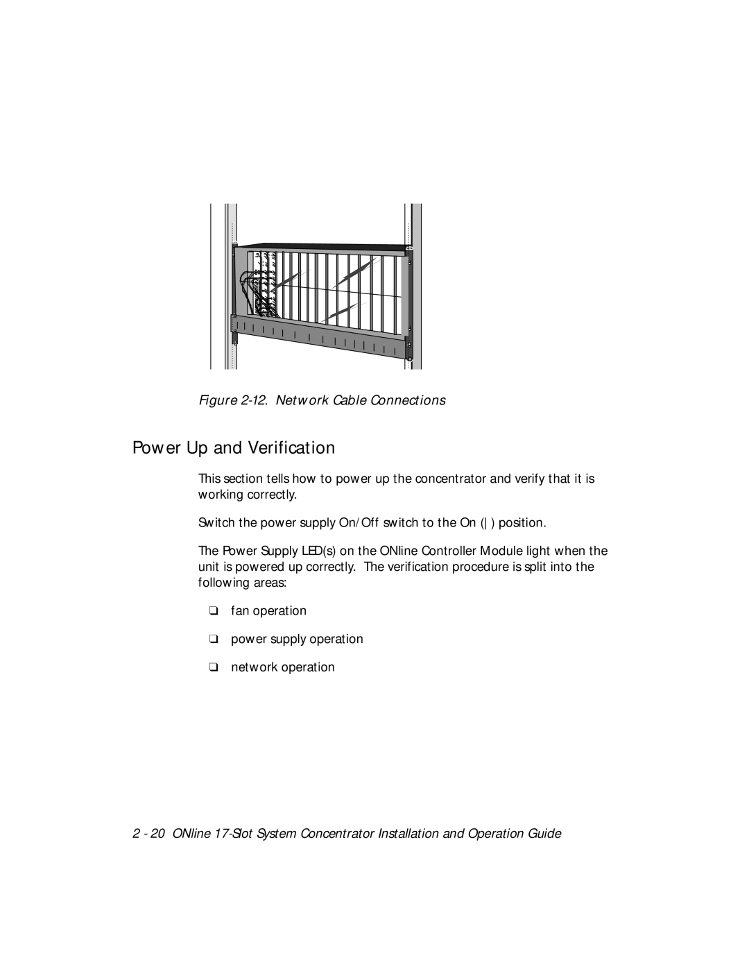 3Com 5017C with load sharing, 5017C-LS installation and operation guide Power Up and Verification, Network Cable Connections 