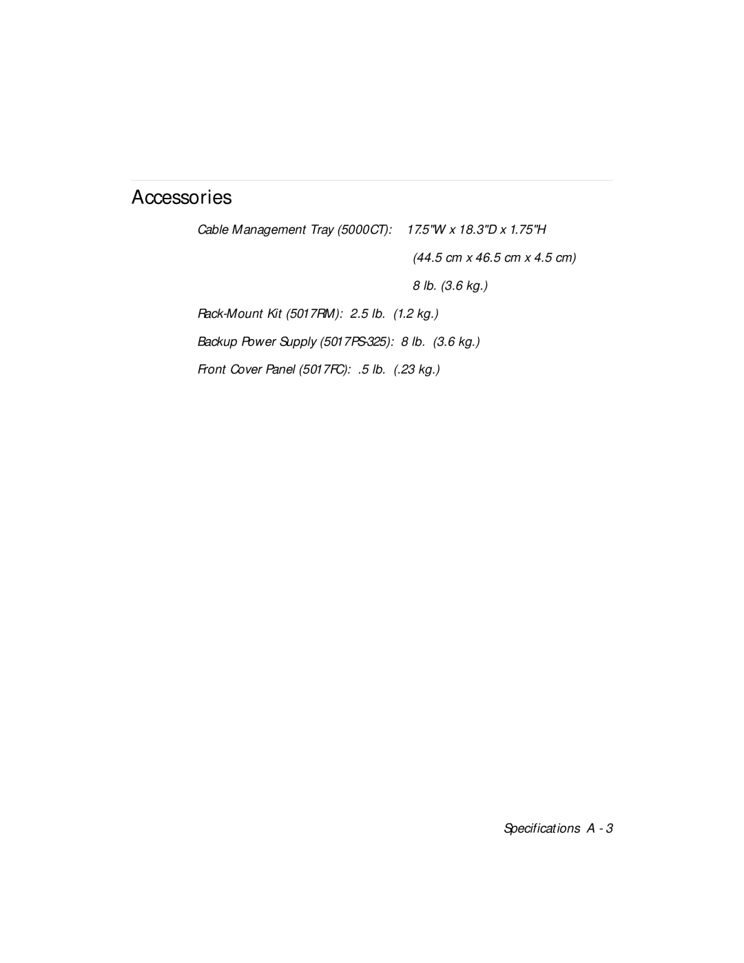 3Com 5017C-LS, 5017C with load sharing installation and operation guide Accessories 