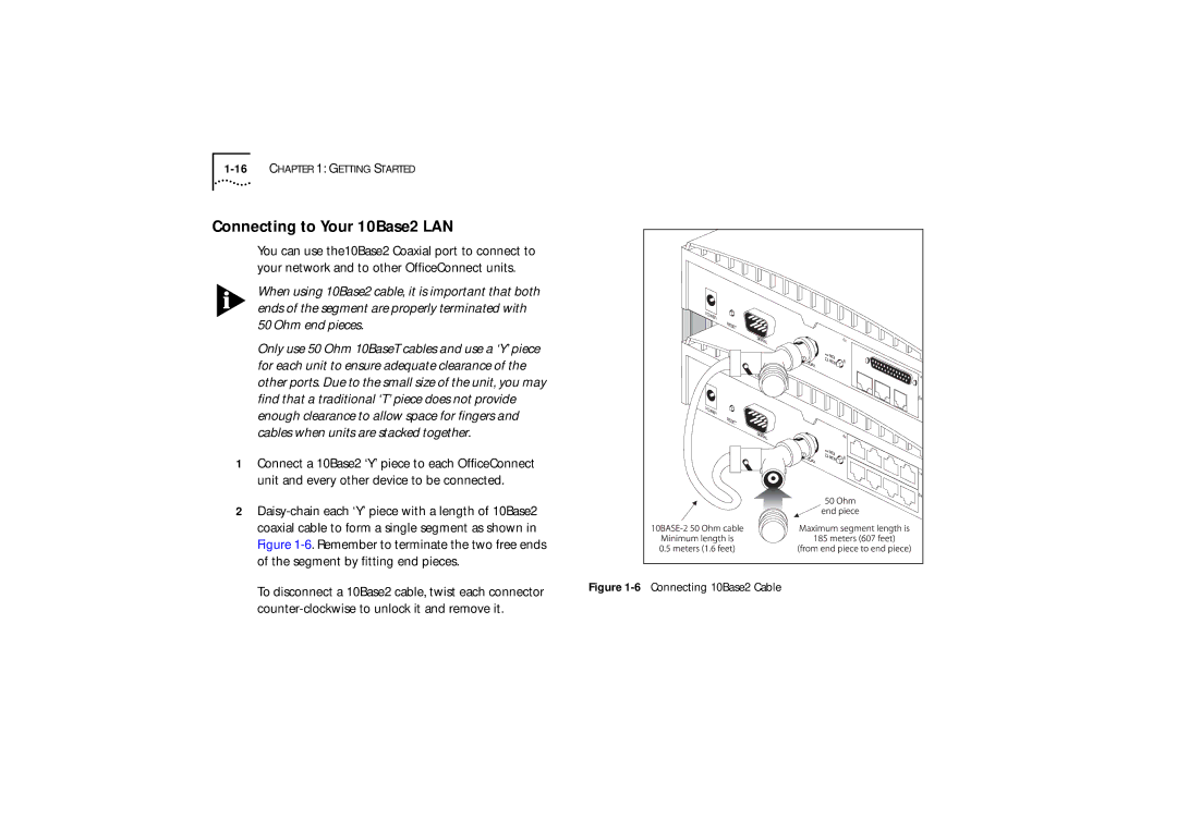 3Com 510, 520, 530 manual Connecting to Your 10Base2 LAN, Counter-clockwise to unlock it and remove it 