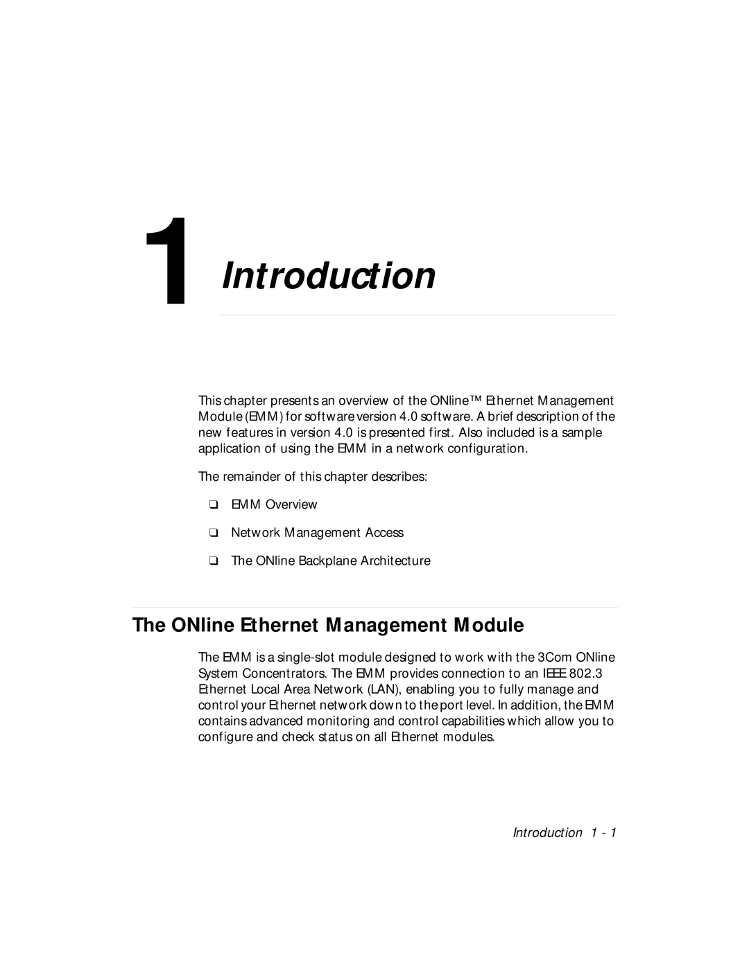 3Com 5101M-MGT installation and operation guide Introduction, ONline Ethernet Management Module 