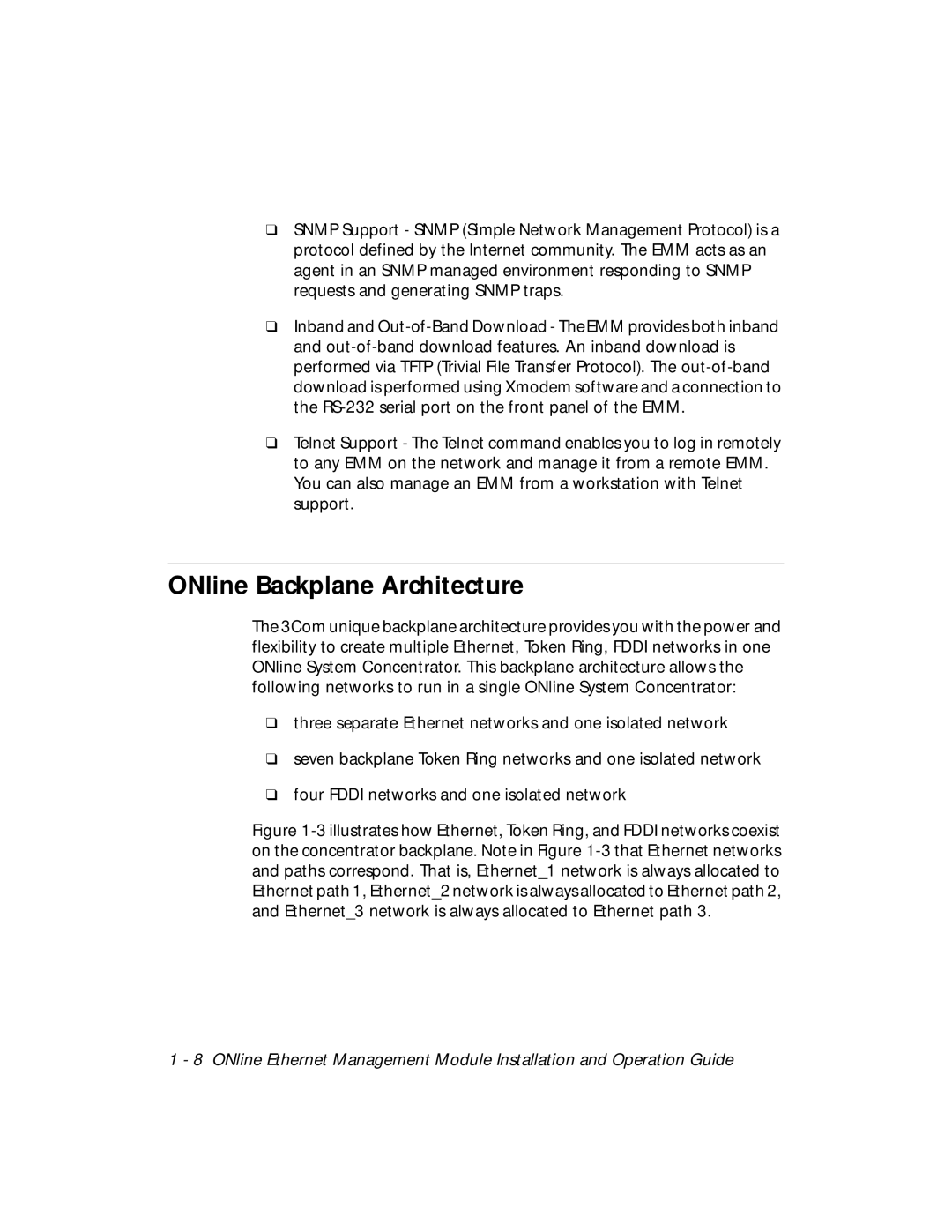 3Com 5101M-MGT installation and operation guide ONline Backplane Architecture 