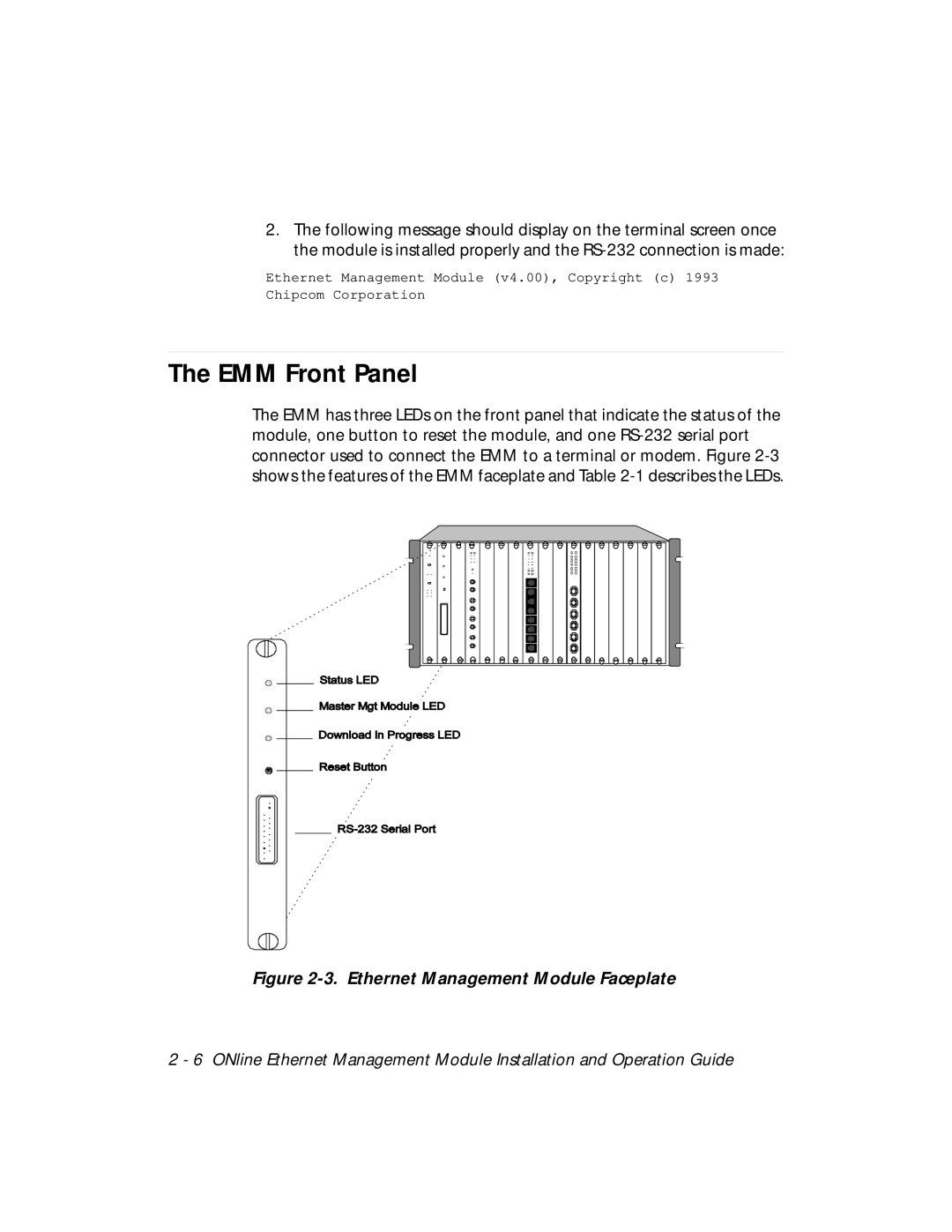 3Com 5101M-MGT installation and operation guide EMM Front Panel, Ethernet Management Module Faceplate 