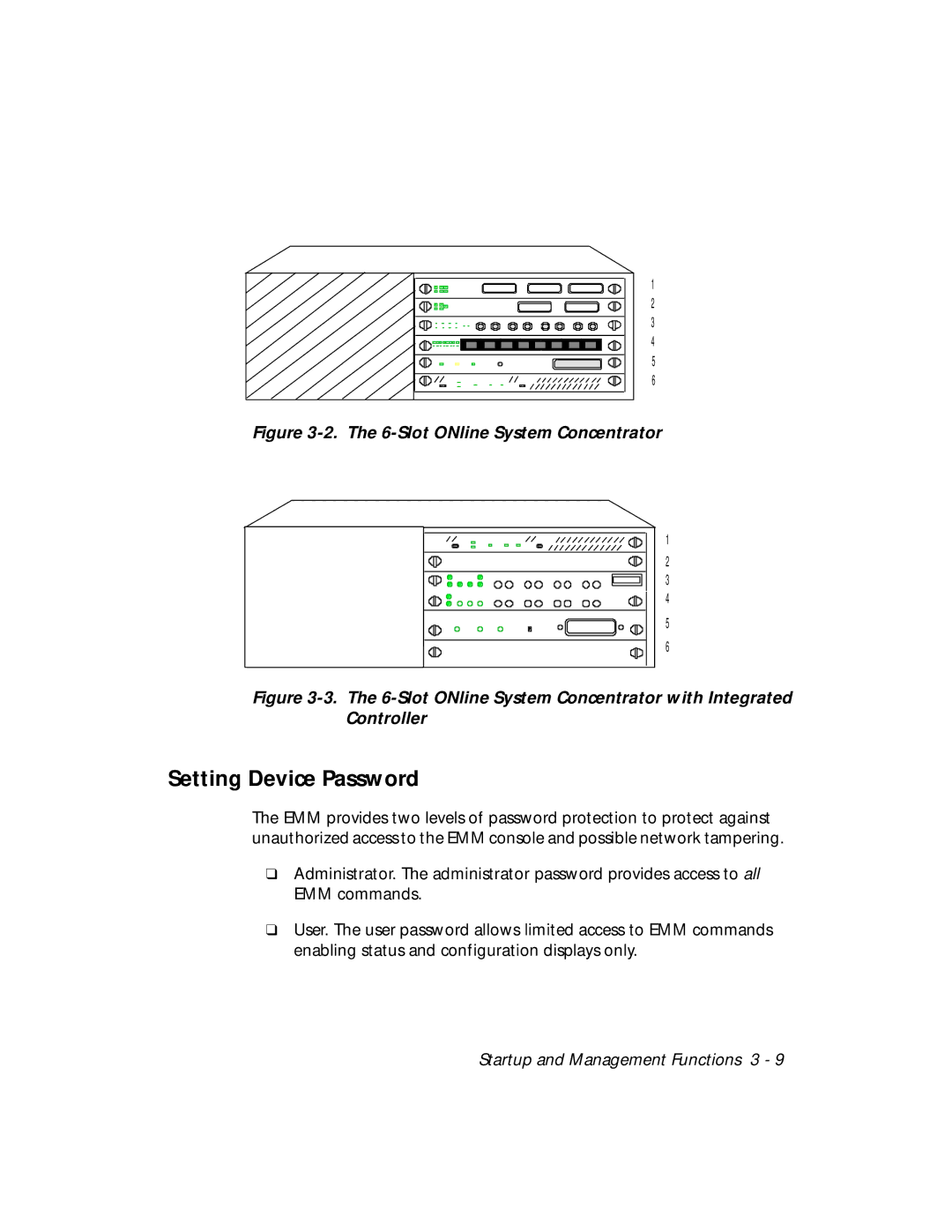 3Com 5101M-MGT installation and operation guide Setting Device Password, Slot ONline System Concentrator 