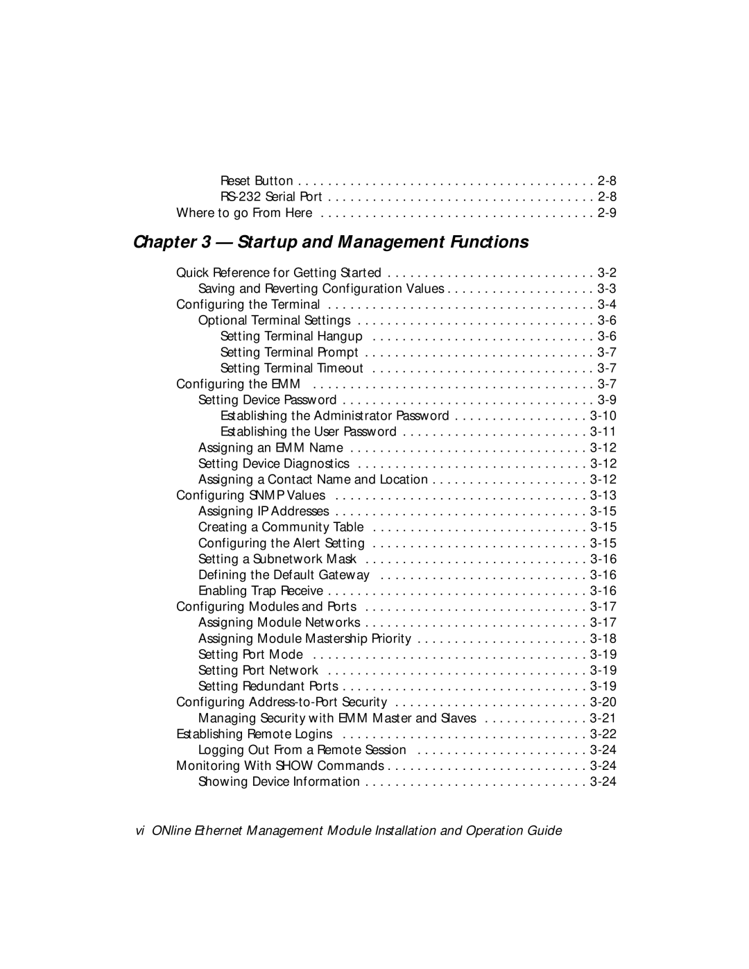 3Com 5101M-MGT installation and operation guide Startup and Management Functions 