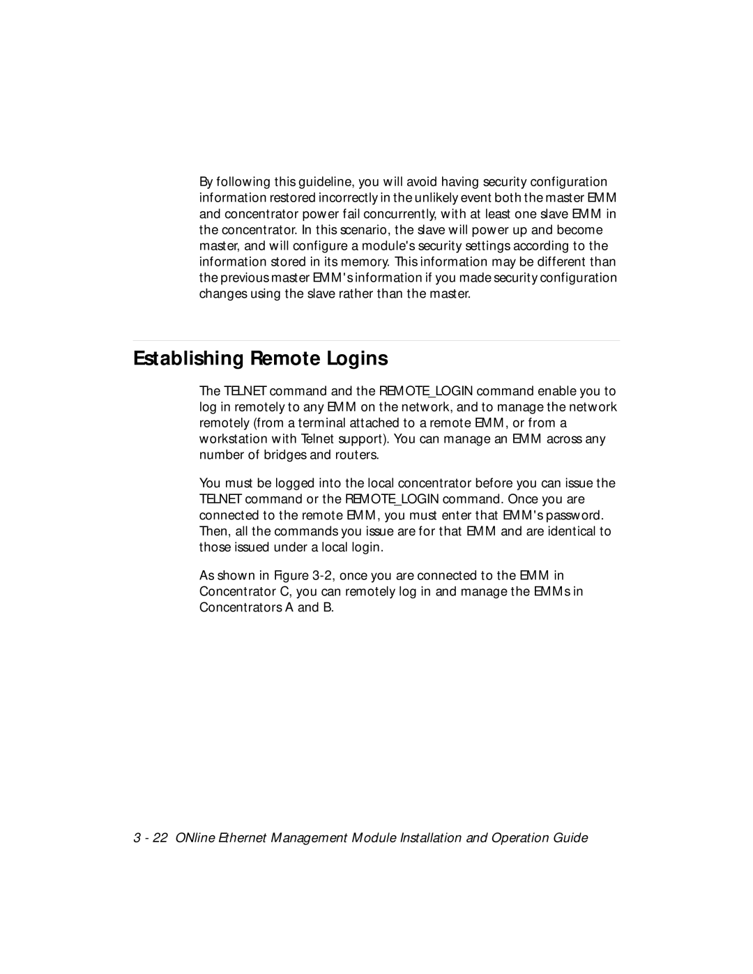 3Com 5101M-MGT installation and operation guide Establishing Remote Logins 