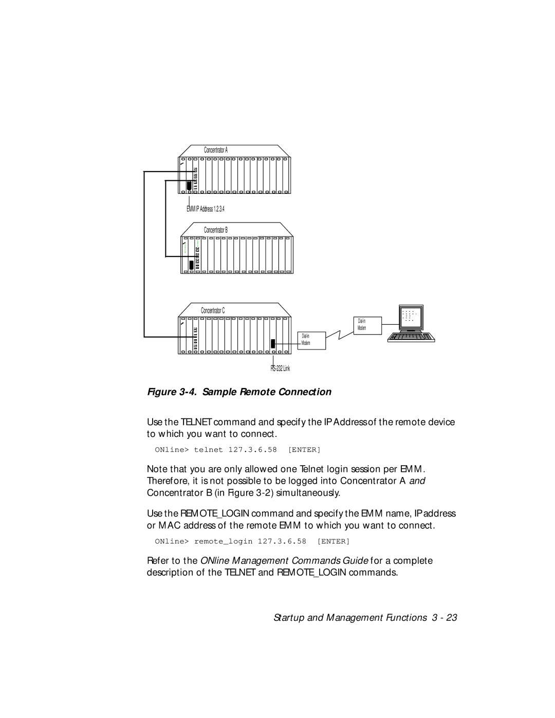 3Com 5101M-MGT installation and operation guide Sample Remote Connection 