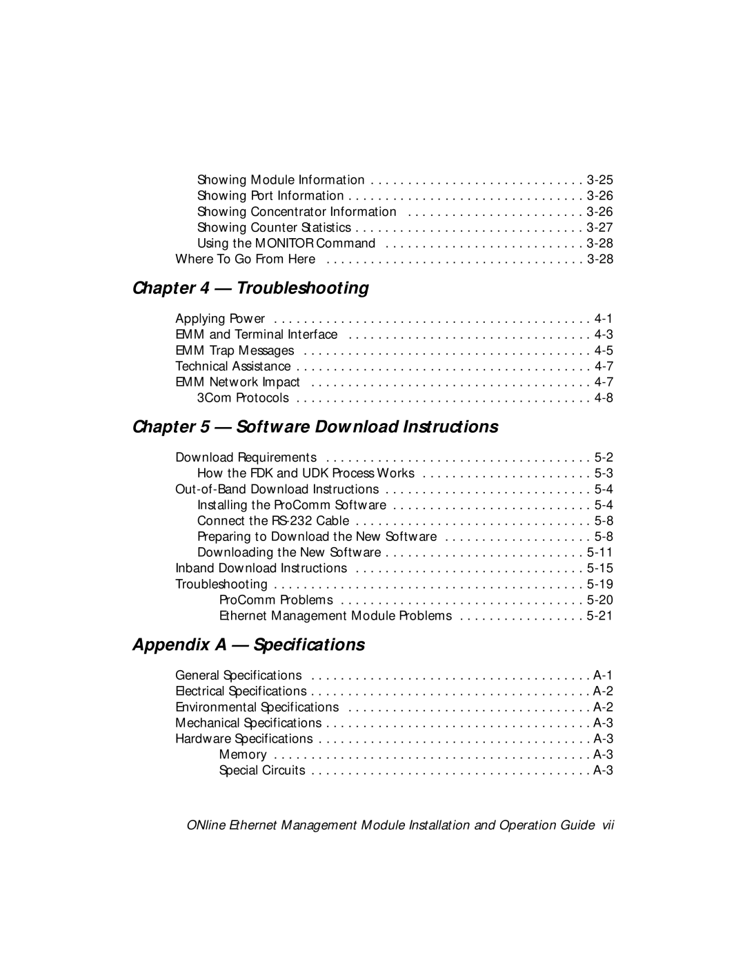 3Com 5101M-MGT installation and operation guide Troubleshooting 