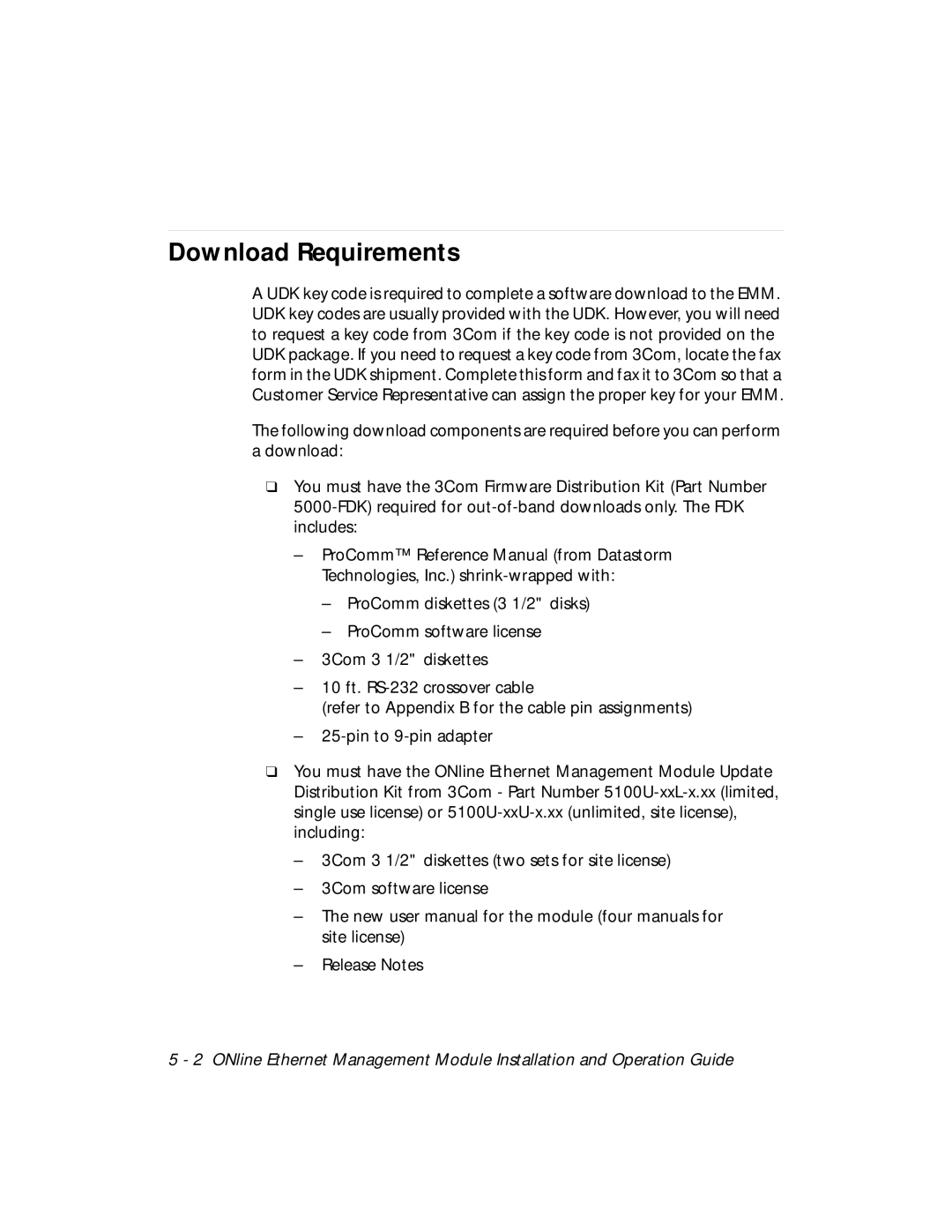 3Com 5101M-MGT installation and operation guide Download Requirements 