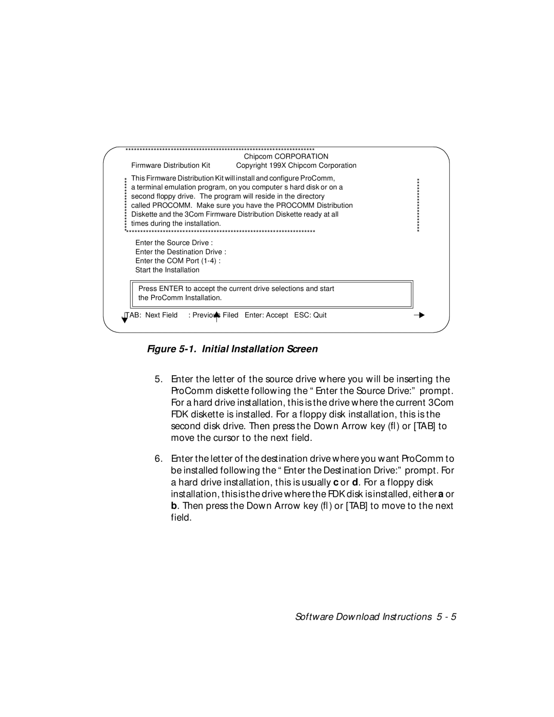 3Com 5101M-MGT installation and operation guide Initial Installation Screen 