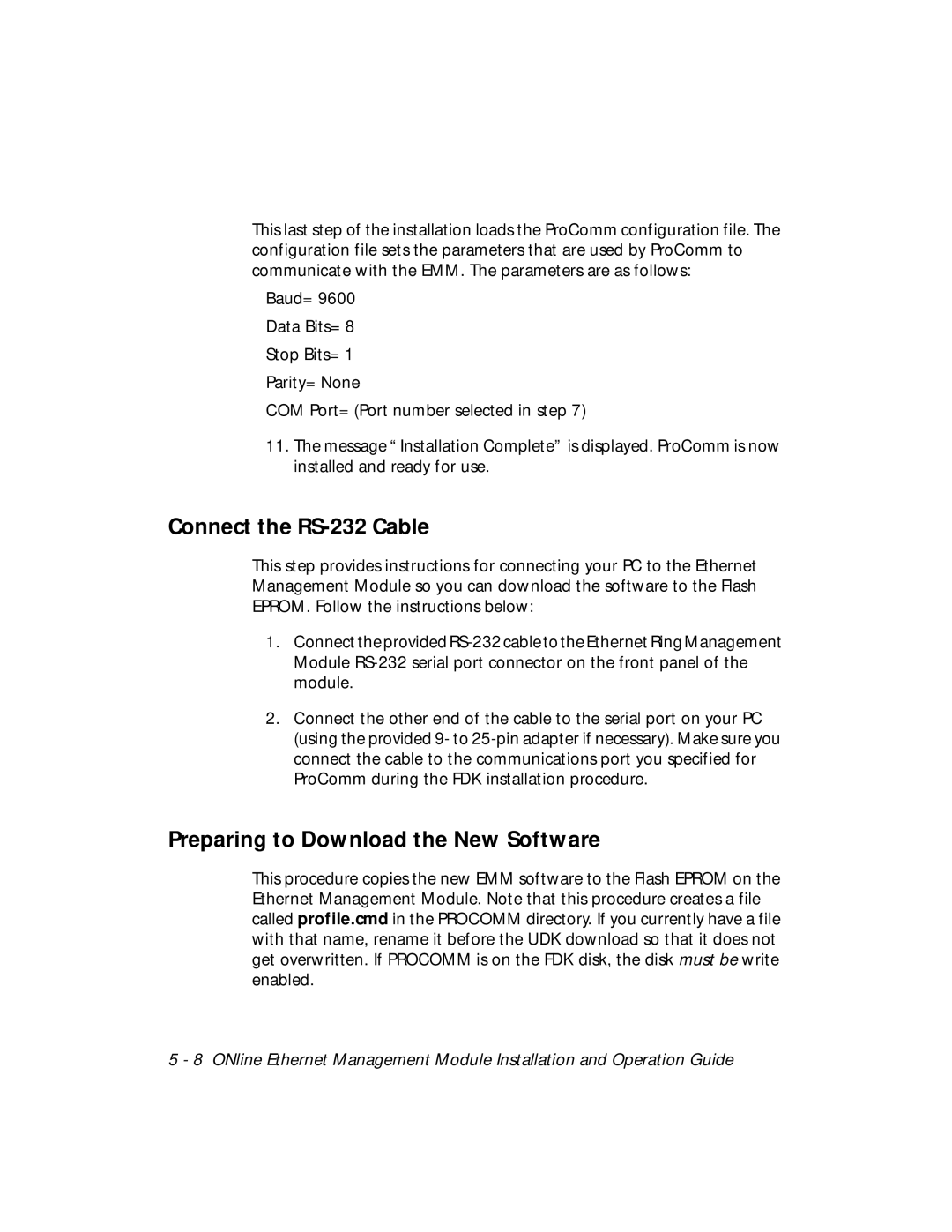 3Com 5101M-MGT installation and operation guide Connect the RS-232 Cable, Preparing to Download the New Software 