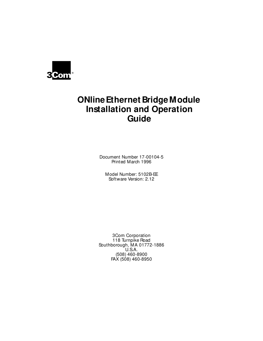 3Com 5102B-EE installation and operation guide 